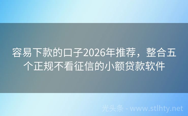 容易下款的口子2026年推荐，整合五个正规不看征信的小额贷款软件