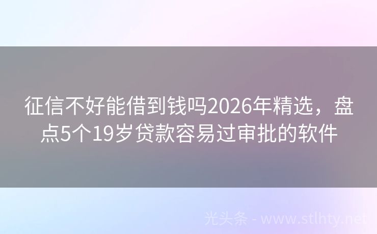 征信不好能借到钱吗2026年精选，盘点5个19岁贷款容易过审批的软件