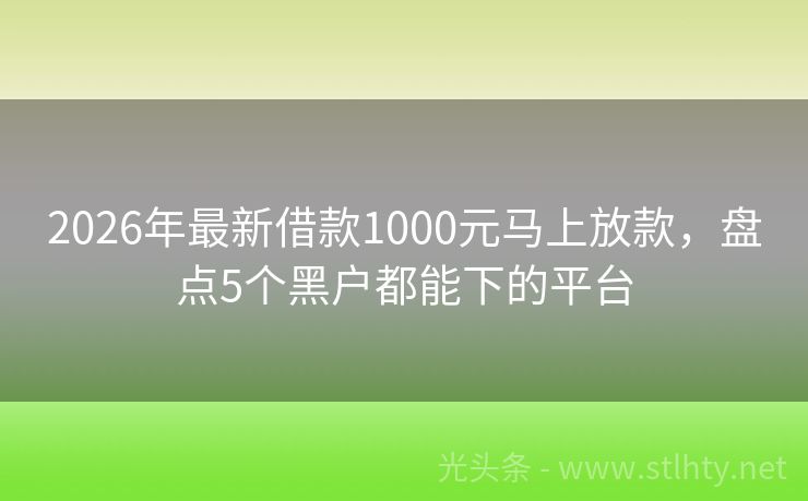 2026年最新借款1000元马上放款，盘点5个黑户都能下的平台