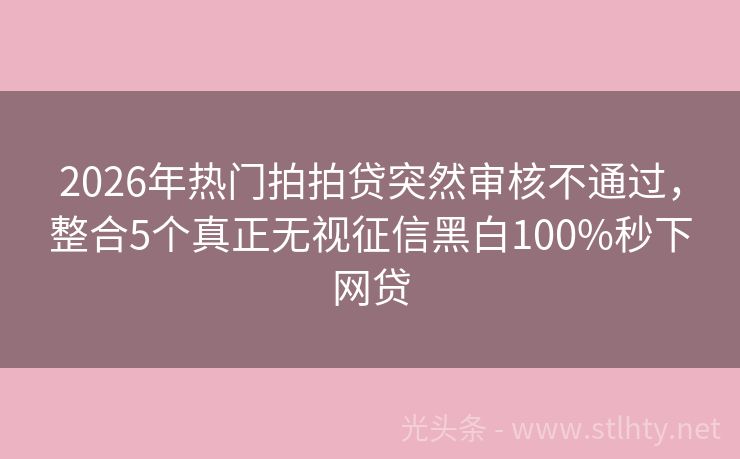 2026年热门拍拍贷突然审核不通过，整合5个真正无视征信黑白100%秒下网贷