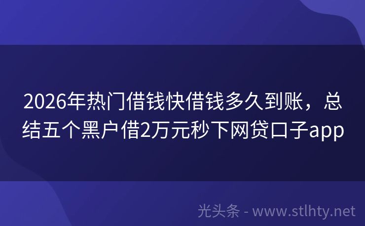 2026年热门借钱快借钱多久到账，总结五个黑户借2万元秒下网贷口子app