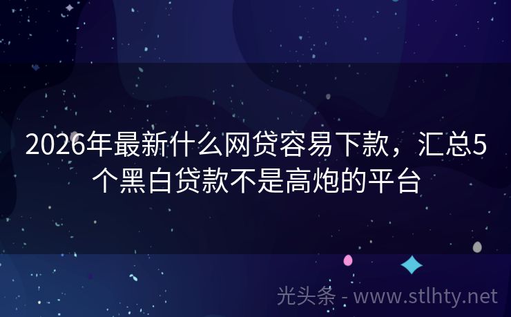 2026年最新什么网贷容易下款，汇总5个黑白贷款不是高炮的平台