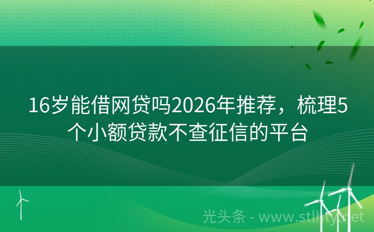 16岁能借网贷吗2026年推荐，梳理5个小额贷款不查征信的平台
