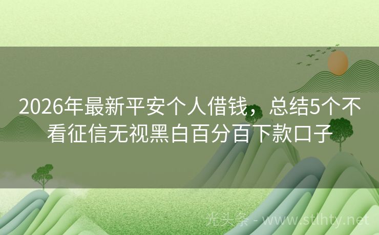 2026年最新平安个人借钱，总结5个不看征信无视黑白百分百下款口子