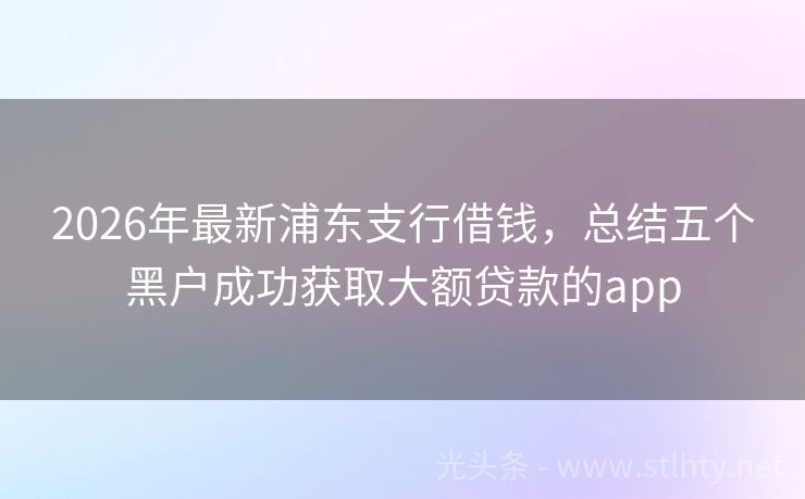 2026年最新浦东支行借钱，总结五个黑户成功获取大额贷款的app
