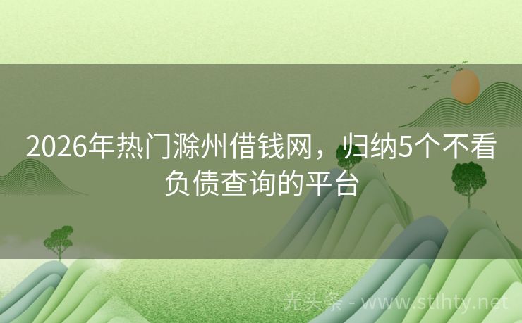 2026年热门滁州借钱网，归纳5个不看负债查询的平台