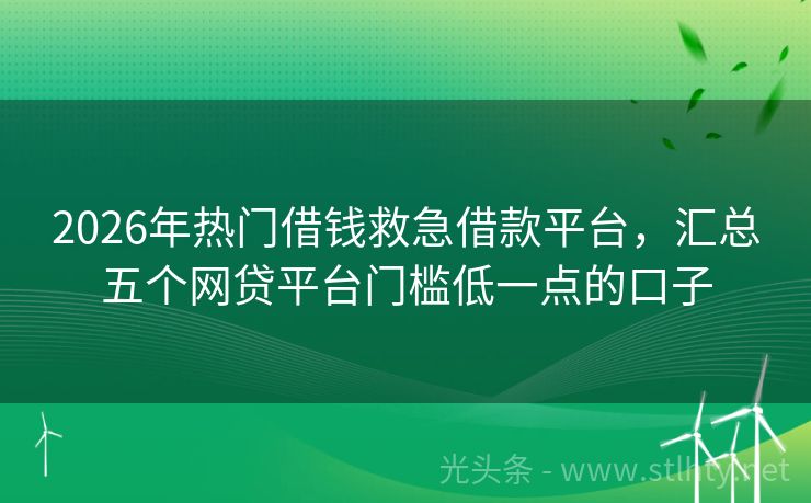 2026年热门借钱救急借款平台，汇总五个网贷平台门槛低一点的口子