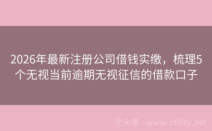 2026年最新注册公司借钱实缴，梳理5个无视当前逾期无视征信的借款口子
