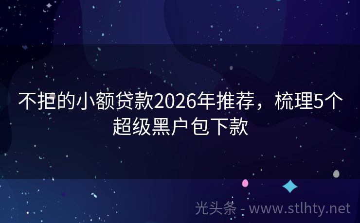 不拒的小额贷款2026年推荐，梳理5个超级黑户包下款