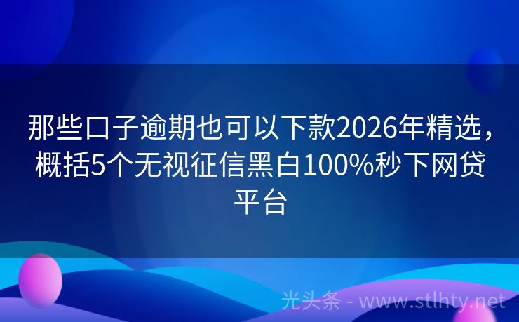 那些口子逾期也可以下款2026年精选，概括5个无视征信黑白100%秒下网贷平台