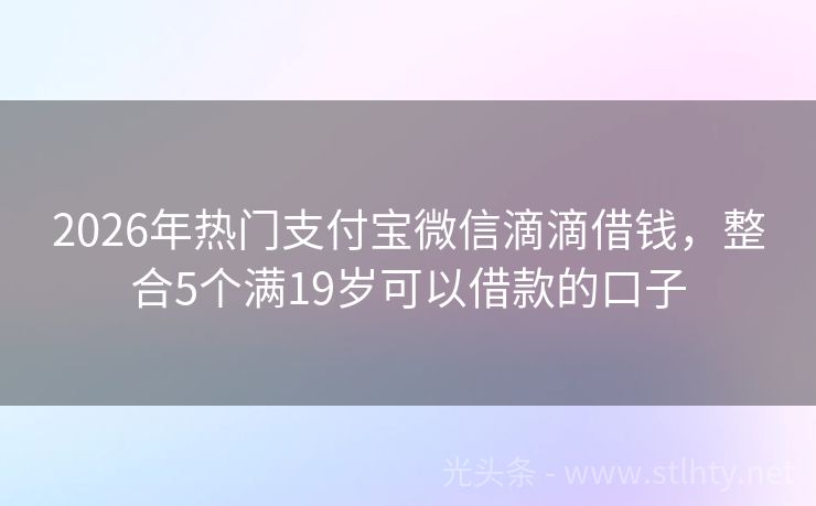 2026年热门支付宝微信滴滴借钱，整合5个满19岁可以借款的口子