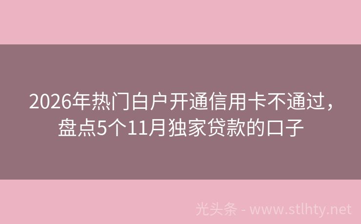 2026年热门白户开通信用卡不通过，盘点5个11月独家贷款的口子