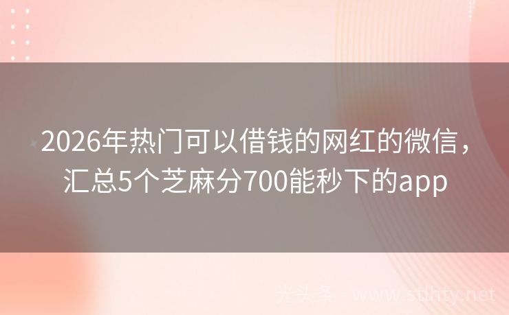 2026年热门可以借钱的网红的微信，汇总5个芝麻分700能秒下的app