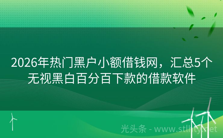 2026年热门黑户小额借钱网，汇总5个无视黑白百分百下款的借款软件