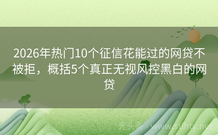 2026年热门10个征信花能过的网贷不被拒，概括5个真正无视风控黑白的网贷