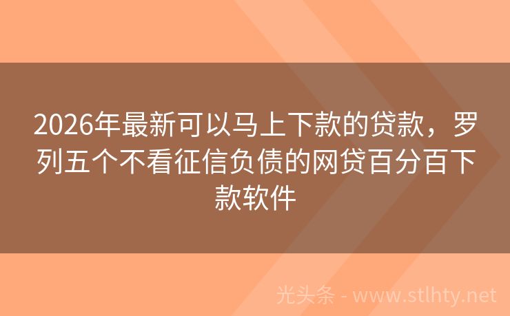 2026年最新可以马上下款的贷款，罗列五个不看征信负债的网贷百分百下款软件