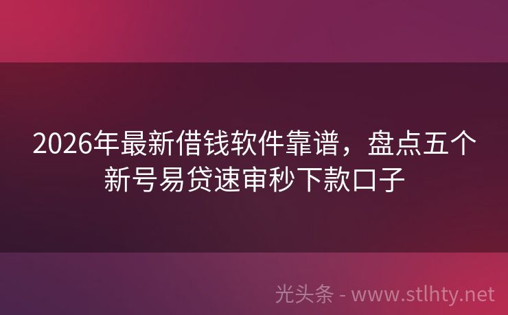 2026年最新借钱软件靠谱，盘点五个新号易贷速审秒下款口子