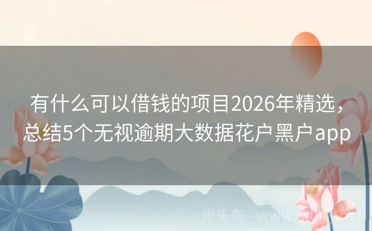 有什么可以借钱的项目2026年精选，总结5个无视逾期大数据花户黑户app