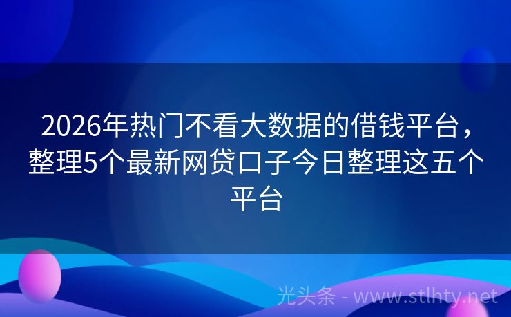 2026年热门不看大数据的借钱平台，整理5个最新网贷口子今日整理这五个平台