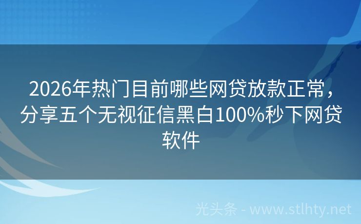 2026年热门目前哪些网贷放款正常，分享五个无视征信黑白100%秒下网贷软件