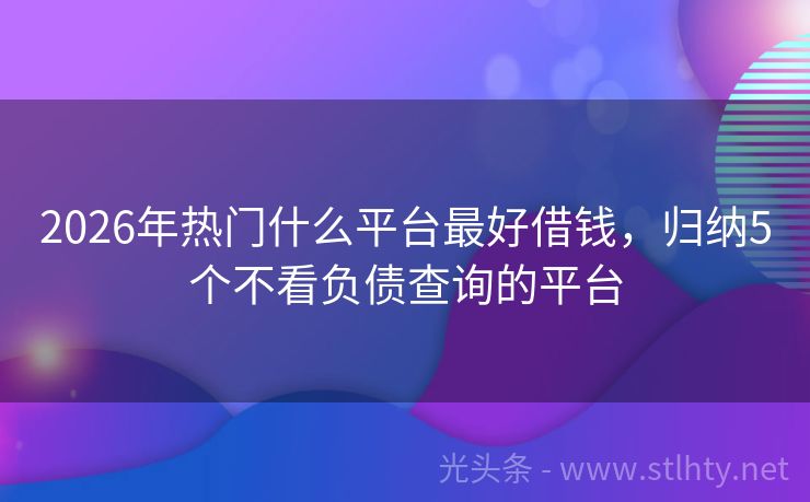 2026年热门什么平台最好借钱，归纳5个不看负债查询的平台