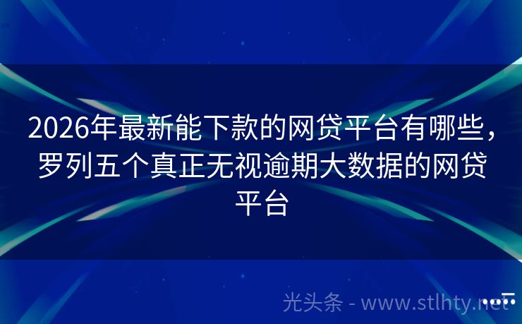 2026年最新能下款的网贷平台有哪些，罗列五个真正无视逾期大数据的网贷平台