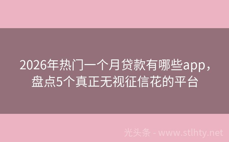 2026年热门一个月贷款有哪些app，盘点5个真正无视征信花的平台