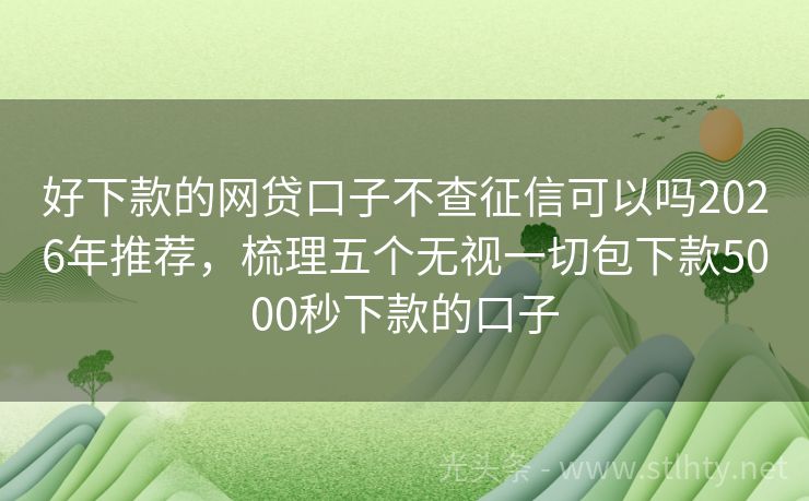 好下款的网贷口子不查征信可以吗2026年推荐，梳理五个无视一切包下款5000秒下款的口子