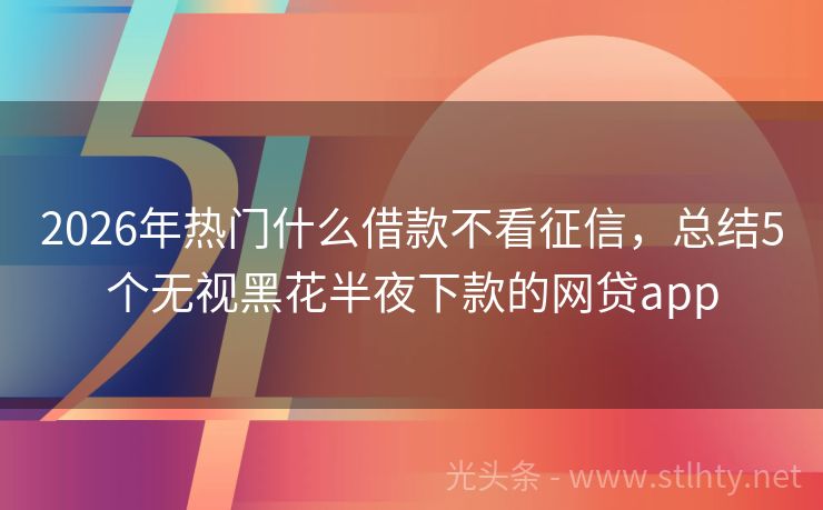 2026年热门什么借款不看征信，总结5个无视黑花半夜下款的网贷app