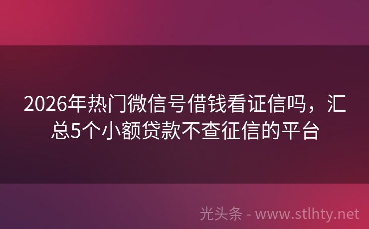 2026年热门微信号借钱看证信吗，汇总5个小额贷款不查征信的平台