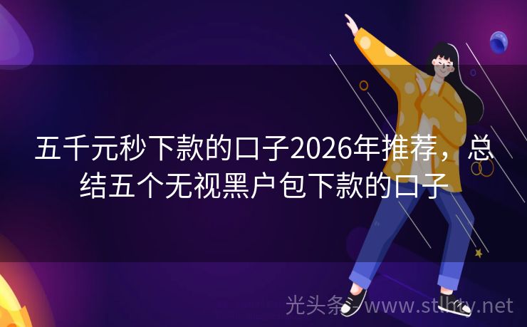 五千元秒下款的口子2026年推荐，总结五个无视黑户包下款的口子