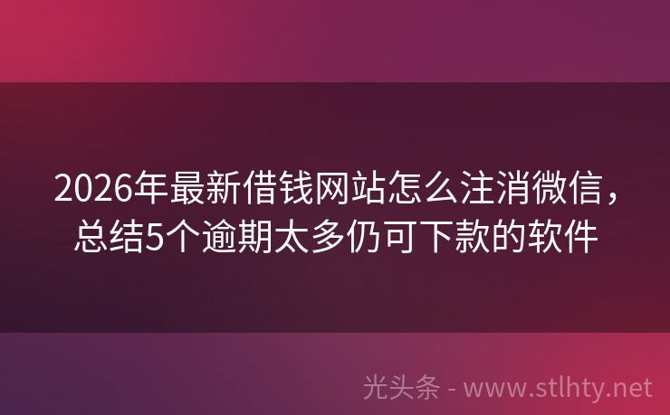 2026年最新借钱网站怎么注消微信，总结5个逾期太多仍可下款的软件