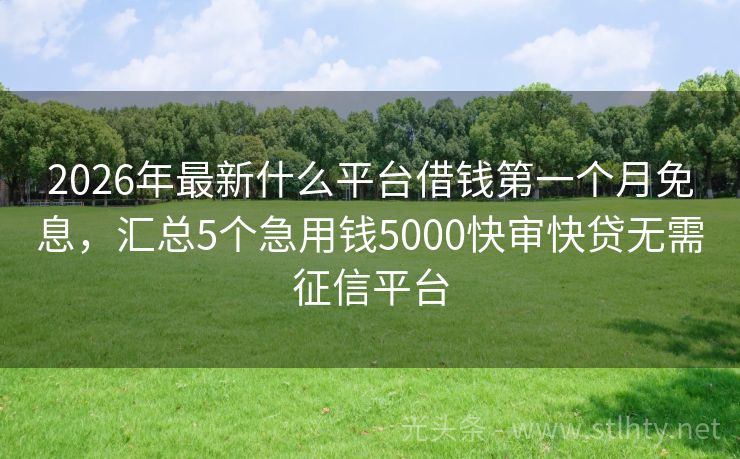 2026年最新什么平台借钱第一个月免息，汇总5个急用钱5000快审快贷无需征信平台