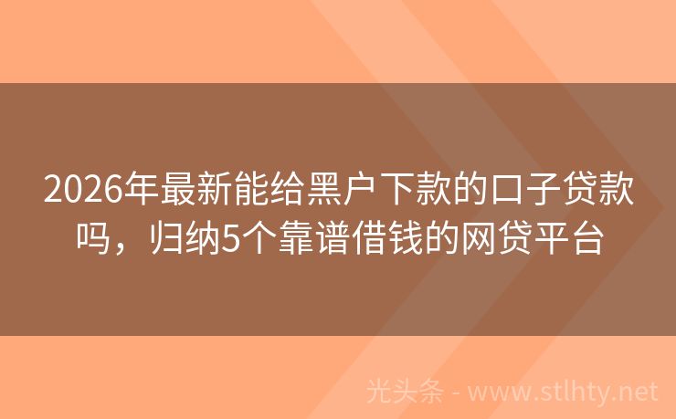 2026年最新能给黑户下款的口子贷款吗，归纳5个靠谱借钱的网贷平台