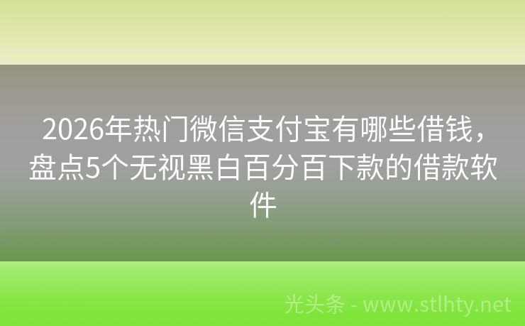 2026年热门微信支付宝有哪些借钱，盘点5个无视黑白百分百下款的借款软件