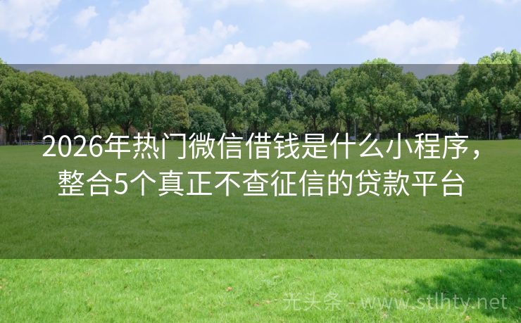 2026年热门微信借钱是什么小程序，整合5个真正不查征信的贷款平台