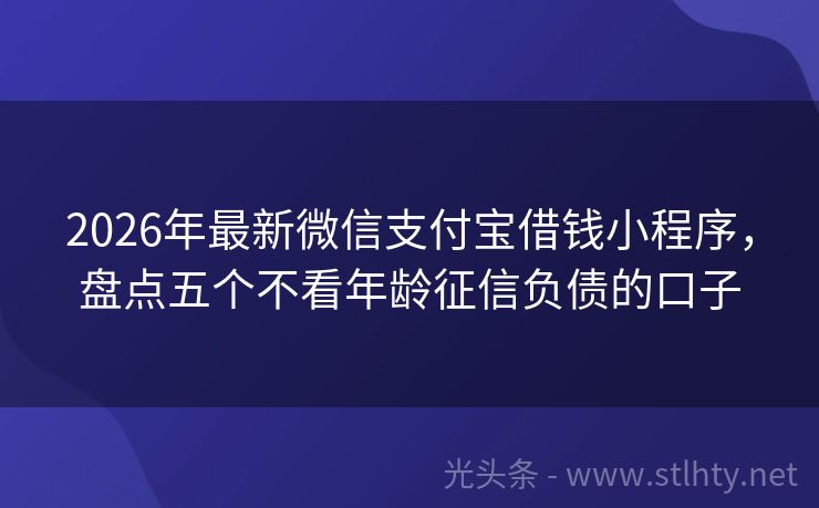 2026年最新微信支付宝借钱小程序，盘点五个不看年龄征信负债的口子