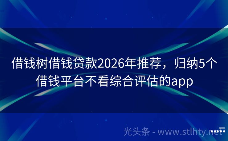 借钱树借钱贷款2026年推荐，归纳5个借钱平台不看综合评估的app