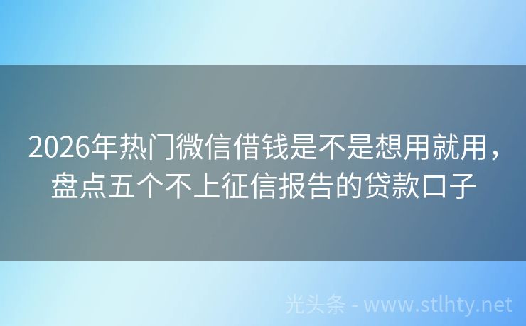 2026年热门微信借钱是不是想用就用，盘点五个不上征信报告的贷款口子