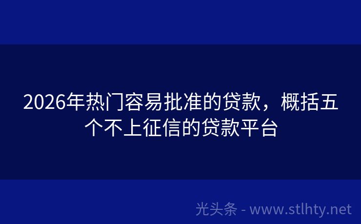 2026年热门容易批准的贷款，概括五个不上征信的贷款平台