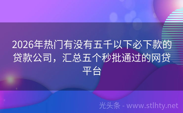 2026年热门有没有五千以下必下款的贷款公司，汇总五个秒批通过的网贷平台