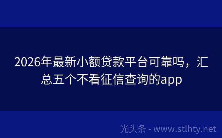 2026年最新小额贷款平台可靠吗，汇总五个不看征信查询的app