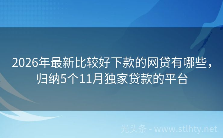 2026年最新比较好下款的网贷有哪些，归纳5个11月独家贷款的平台