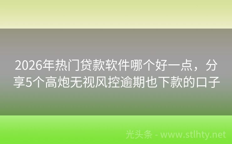 2026年热门贷款软件哪个好一点，分享5个高炮无视风控逾期也下款的口子