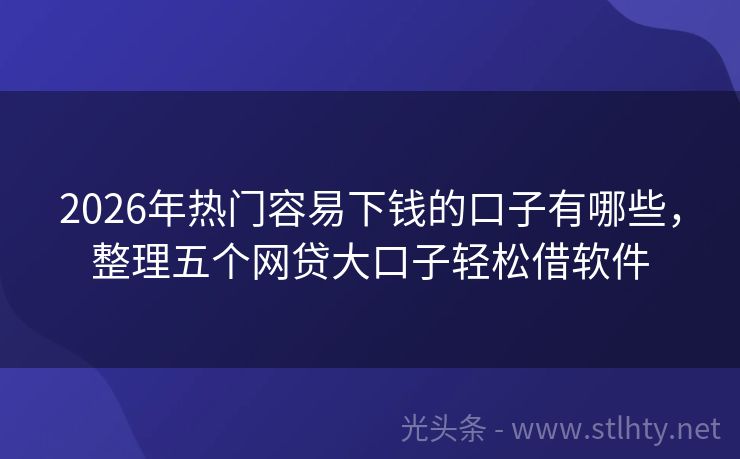 2026年热门容易下钱的口子有哪些，整理五个网贷大口子轻松借软件