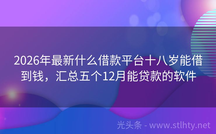 2026年最新什么借款平台十八岁能借到钱，汇总五个12月能贷款的软件