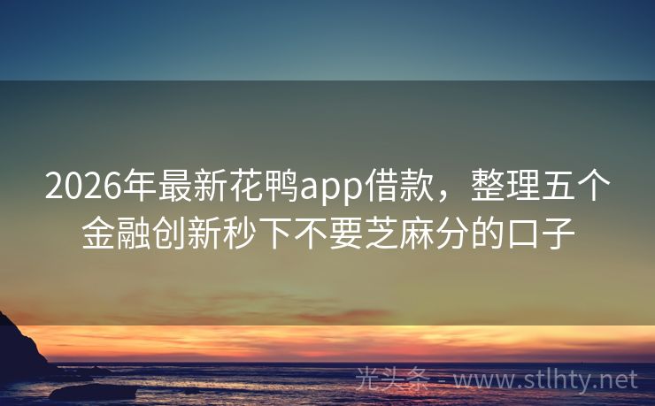 2026年最新花鸭app借款，整理五个金融创新秒下不要芝麻分的口子