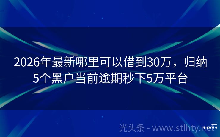2026年最新哪里可以借到30万，归纳5个黑户当前逾期秒下5万平台