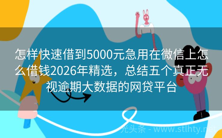怎样快速借到5000元急用在微信上怎么借钱2026年精选，总结五个真正无视逾期大数据的网贷平台