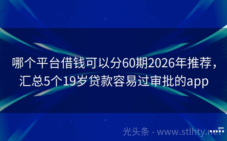 哪个平台借钱可以分60期2026年推荐，汇总5个19岁贷款容易过审批的app